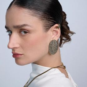 Imagem do produto Brinco Maxi Strass Animal Print Ouro Vintage by Hector Albertazzi