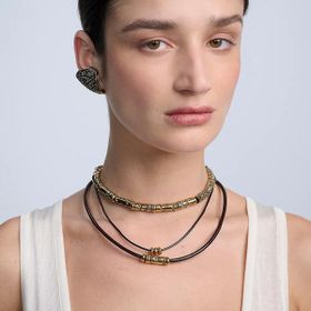 Imagem do produto Colar Kit Couro Animal Print Ouro Vintage by Hector Albertazzi