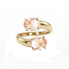 Imagem do produto Anel Aro Aberto Ondulado Liso Com Gotas Magenta na Extremidades Folheado a Ouro 18K