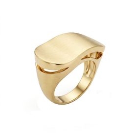 Imagem do produto Anel de Sinete Largo Geométrico com Fenda Liso Folheado a Ouro 18K
