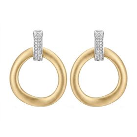 Imagem do produto Brinco de Argola Frontal Cravejado de Zircônia com Pendente Fosco Folheado a Ouro 18K