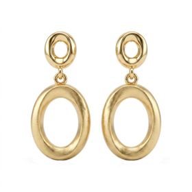 Imagem do produto Brinco de Elos Ovais Articulado Abaulado Fosco Folheado a Ouro 18K