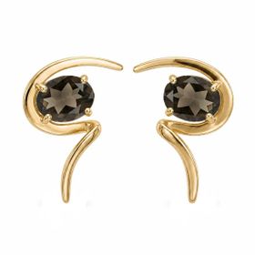 Imagem do produto Brinco Orgânico Espiral Aberto Liso com Zircônia Fumê Folheado a Ouro 18K