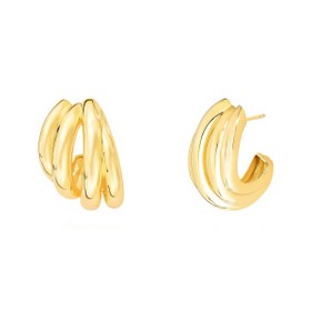 Imagem do produto Brinco Argola Tripla Bold Liso Folheado a Ouro 18K