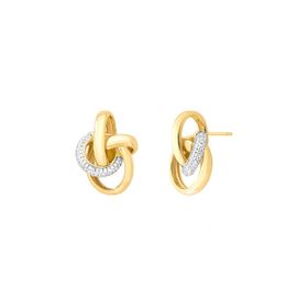 Imagem do produto Brinco de Nós Entrelaçados Cravejado de Zircônia Folheado a Ouro 18K