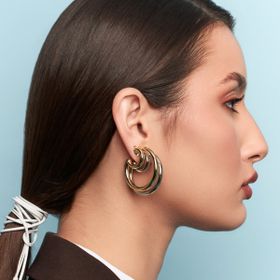 Imagem do produto Brinco Argola Dupla Entrelaçada Liso Folheado a Ouro 18K
