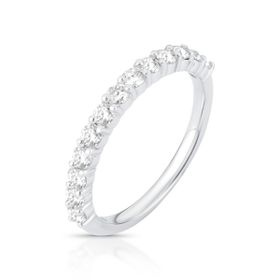 Imagem do produto Anel Meia Aliança Cravejada de Moissanite 15Pts em Ouro Branco 10K