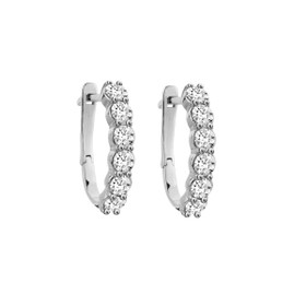 Imagem do produto Brinco Moissanite 5pts Argola de Click Cravejada em Ouro Branco 10K