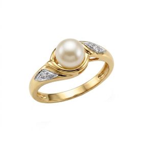 Imagem do produto Anel Pérola 5,5MM com 2 Moissanite em Ouro 10K