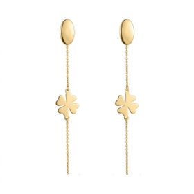 Imagem do produto Brinco Base Oval Fosco Fio com Trevo Liso em Ouro 10K