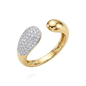 Imagem do produto Anel Aberto Gota de Zircônia na Ponta em Ouro 18K