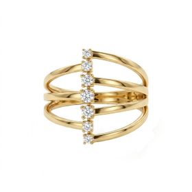 Imagem do produto Anel Aro Aberto com Pontos de Luz Zircônia em Ouro 18K