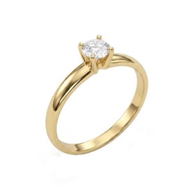 Imagem do produto Anel Solitário Brilhante 0,15Ct 15pts Aro Liso em Ouro 18K