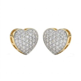 Imagem do produto Brinco Coração Chuveirinho Pavê de Zircônia em Ouro 18K