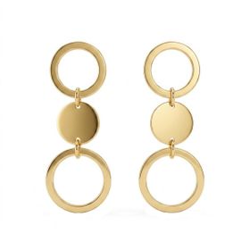 Imagem do produto Brinco Elos Redondos Argola Fosco e Liso em Ouro 18K