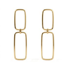 Imagem do produto Brinco Fio 1,3mm Palito Dois Elos Quadrados em Ouro 18K
