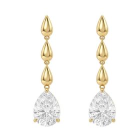 Imagem do produto Brinco Navetes Liso com Gota Zircônia Pendente em Ouro 18K