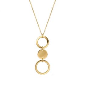Imagem do produto Colar Elos Redondos Argola Fosco e Liso em Ouro 18K