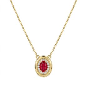 Imagem do produto Colar Oval Rubi 0,74CT 7PTS com Cravação na Volta em Ouro 18K