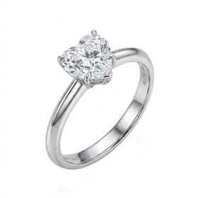 Imagem do produto Anel Solitário Moissanite 2CT Coração com Aro Liso em Ouro Branco 18K