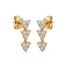 Imagem do produto Brinco Cluster Triângulos de Topázio Branco Pendentes em Ouro 18K