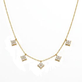 Imagem do produto Colar Quadrado Topázio Branco Pendente em Ouro 18K