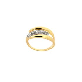 Imagem do produto Anel Anatômico Ondulado com Três Filetes Liso e Cravejado com Zircônia Folheado a Ouro 18K