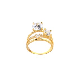 Imagem do produto Anel Trio de Solitários com Filete de Zircônias Folheado a Ouro 18K