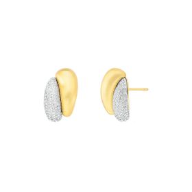 Imagem do produto Brinco Gota Dupla com Gota Fosco e Cravejada de Zircônia Folheado a Ouro 18K