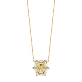 Imagem do produto Colar Nossa Senhora Aparecida com Mandala Cravejada de Zircônias Navete Folheado a Ouro 18K