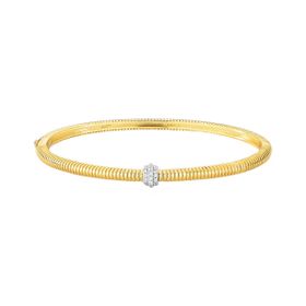 Imagem do produto Pulseira Bracelete Gomos com Passador Cravejado com Zircônias Folheado a Ouro 18K