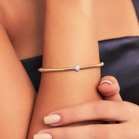 Imagem do produto Pulseira Bracelete Gomos com Passador Cravejado com Zircônias Folheado a Ouro 18K