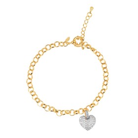 Imagem do produto Pulseira Stelle Coração Cravejado de Zircônias com Fecho Boia Folheado a Ouro 18k