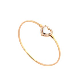 Imagem do produto Pulseira Bracelete Rígido de Coração Vazado Cravejado de Zircônia Folheado a Ouro 18K