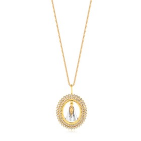 Imagem do produto Colar Nossa Senhora com Borda Cravejada de Zircônias Folheado a Ouro 18K