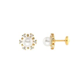 Imagem do produto Brinco de Pérola Central com Zircônias Folheado a Ouro 18K