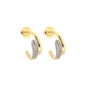 Imagem do produto Brinco Argola Transpassada Dupla Cravejada com Zircônias Folheado a Ouro 18K