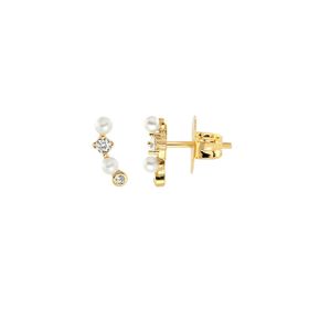 Imagem do produto Brinco Ear Cuff de Pérolas e Zircônias Intercaladas Folheado a Ouro 18K