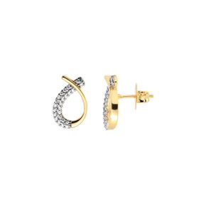Imagem do produto Brinco de Gota Transpassada Cravejada de Zircônia Folheado a Ouro 18K