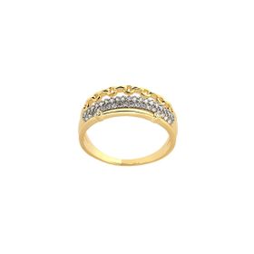 Imagem do produto Anel Triplo com Aparador Cravejado de Zircônias no Centro Folheado a Ouro 18K