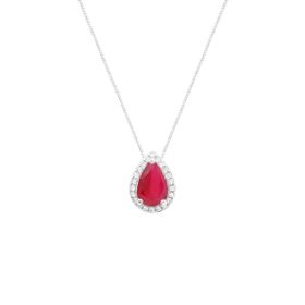 Imagem do produto Colar Gota Cristal Rubi 3 Garras com Cravação na Volta em Prata 925