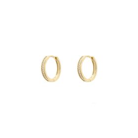 Imagem do produto Brinco Argola Click Cravejado de Moissanite 1mm em Prata 925 Folheado a Ouro 18K