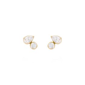 Imagem do produto Brinco Duplo Ponto de Luz e Gota 4X6mm Moissanite em Prata 925 Folheado a Ouro 18K