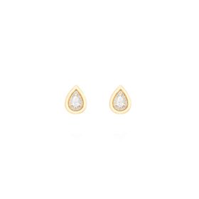 Imagem do produto Brinco Gota Moissanite 3X5mm com Cravação na Volta em Prata 925 Folheado a Ouro 18K