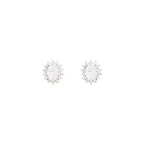 Imagem do produto Brinco Moissanite Oval 6X8mm com Cravação na Volta em Prata 925 Folheado a Ouro 18K