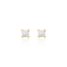 Imagem do produto Brinco Solitário Ponto de Luz Quadrado Moissanite 2mm em Prata 925 Folheado a Ouro 18K