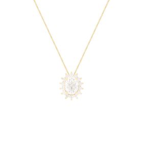 Imagem do produto Colar Moissanite Oval 6X8mm com Cravação de Pontos de Luz na Volta em Prata 925 Folheado a Ouro 18K