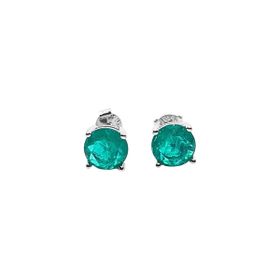 Imagem do produto Brinco Ponto de Luz 8MM Verde Esmeralda 4 Garras em Prata 925