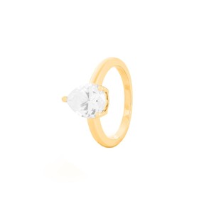 Imagem do produto Anel Sparkle Moissanite 2,75CT Gota Solitária Folheado a Ouro 18K