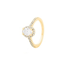Imagem do produto Anel Sparkle Moissanite 2CT Solitário Oval com Cravação no Aro Folheado a Ouro 18K
